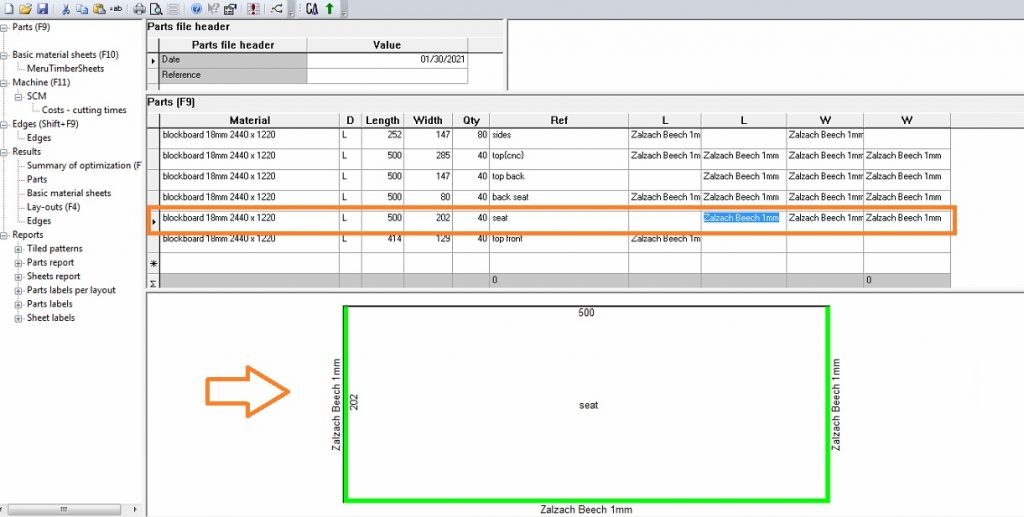 Edge banding thickness