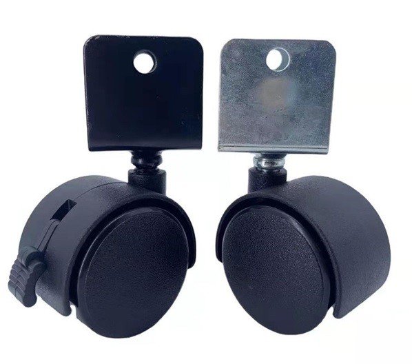 • Black Plastic 2 inch Plate Casters wheel with Brakes